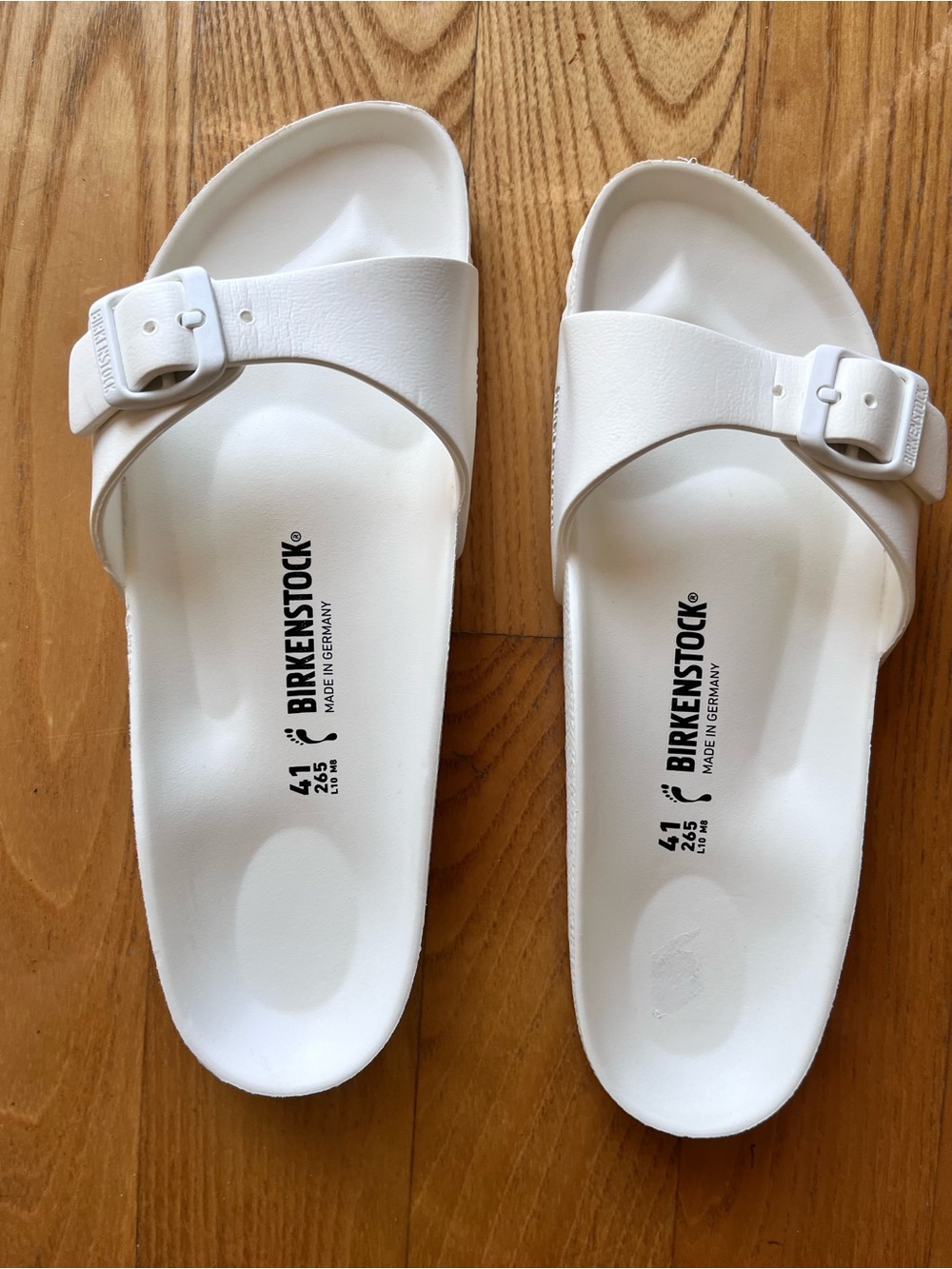 Birkenstock White Single-Strap EVA Slide Sandals with Buckle